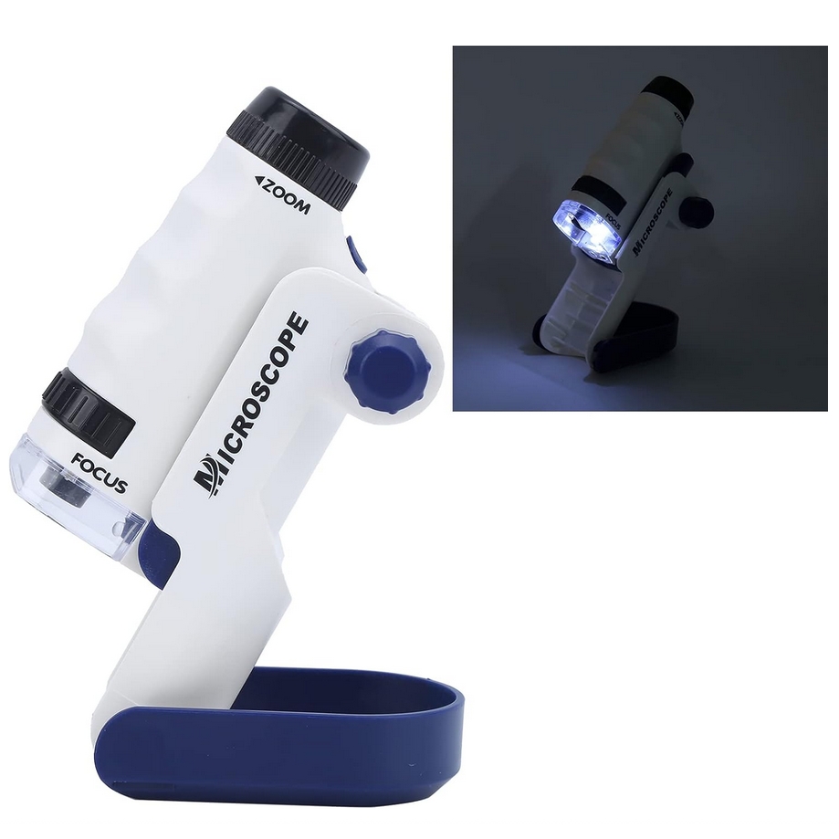 Mikroskop przenośny mini naukowy optyczny edukacyjny zoom 60x-120x zestaw - obrazek 6