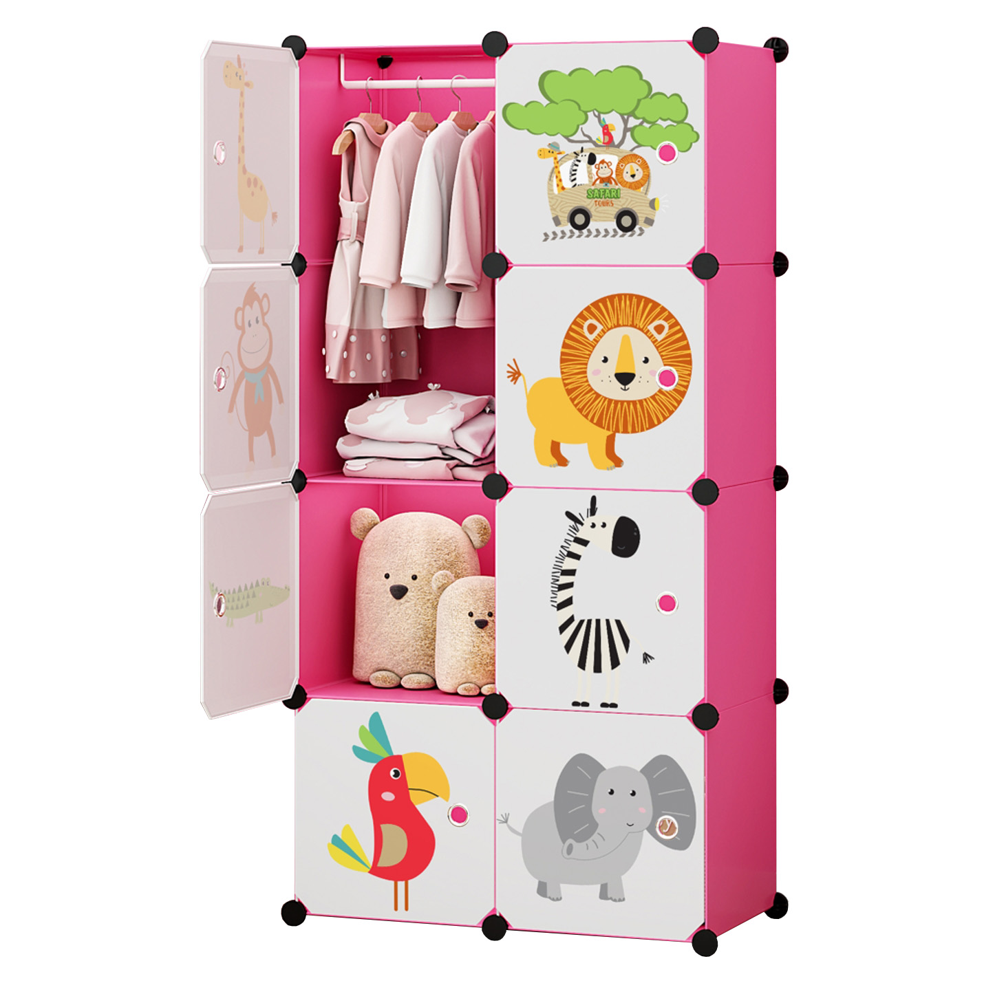 HÖGLER Szafa modułowa szafka regał meble garderoba półki różowa pojemna duża 8 modułów