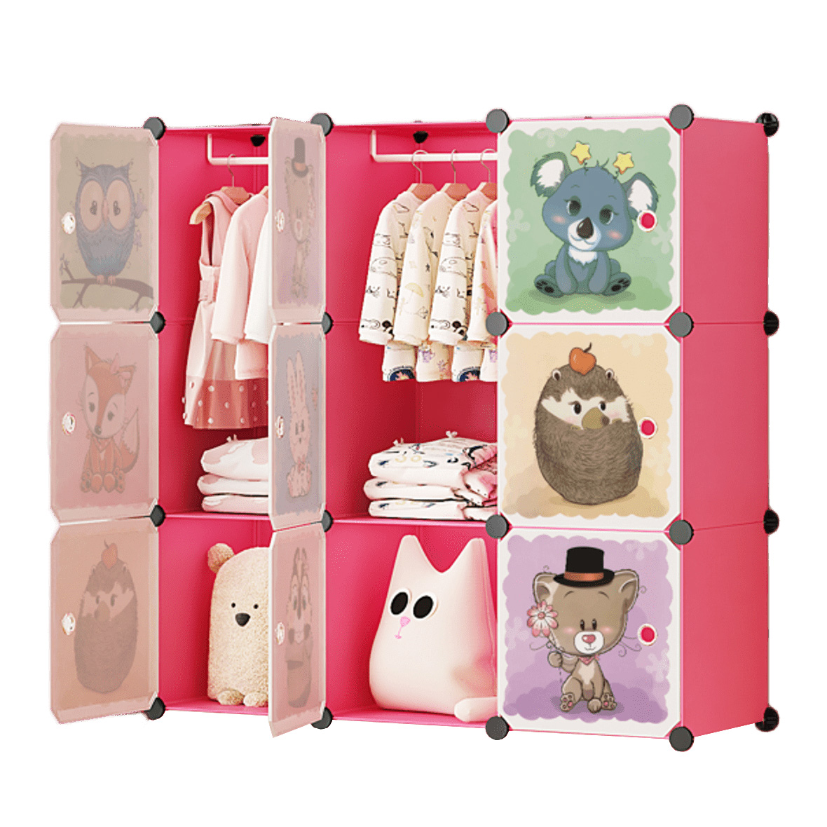 HÖGLER Szafa modułowa szafka regał meble garderoba półki różowa pojemna duża 9 modułów