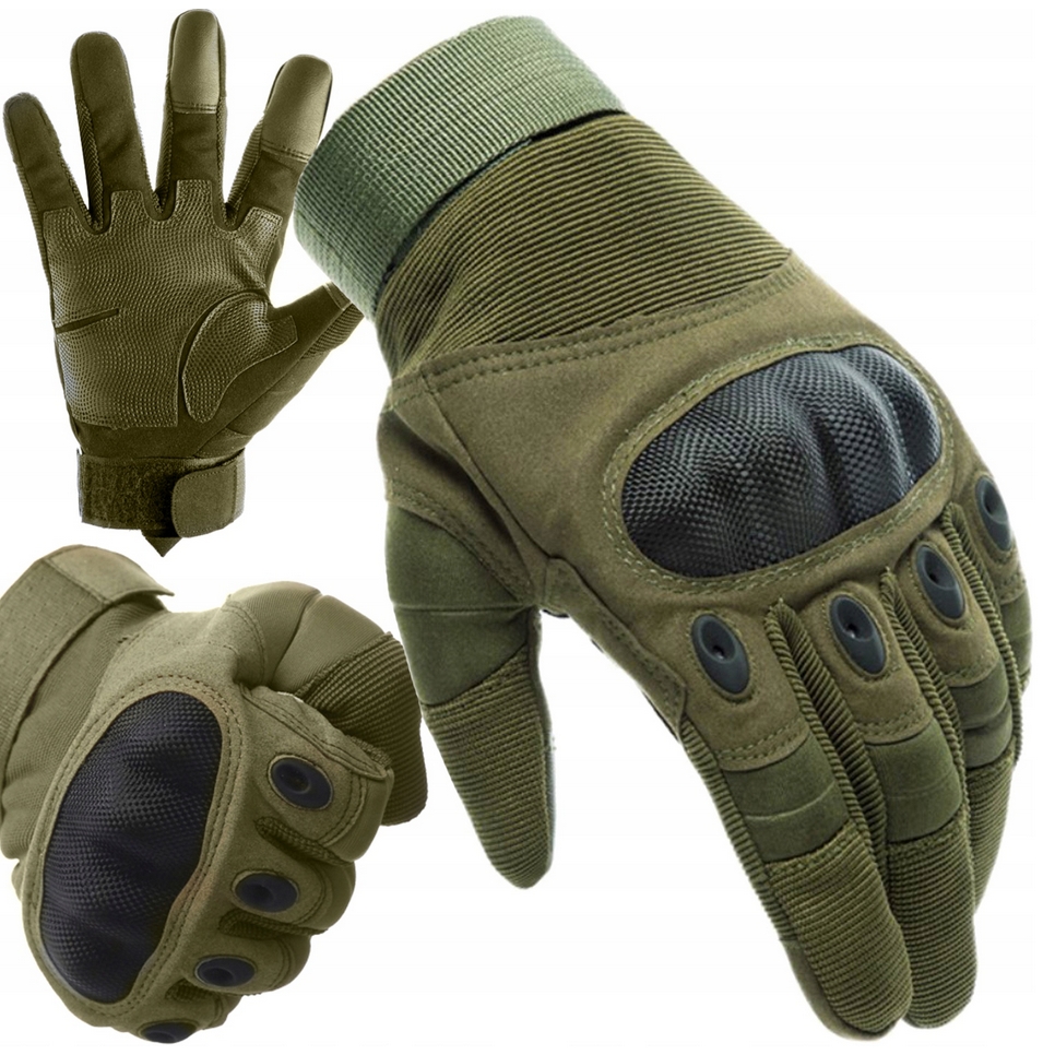 FOXTER® Rękawice ochronne taktyczne militarne wojskowe dotykowe rękawiczki survival oliwka l