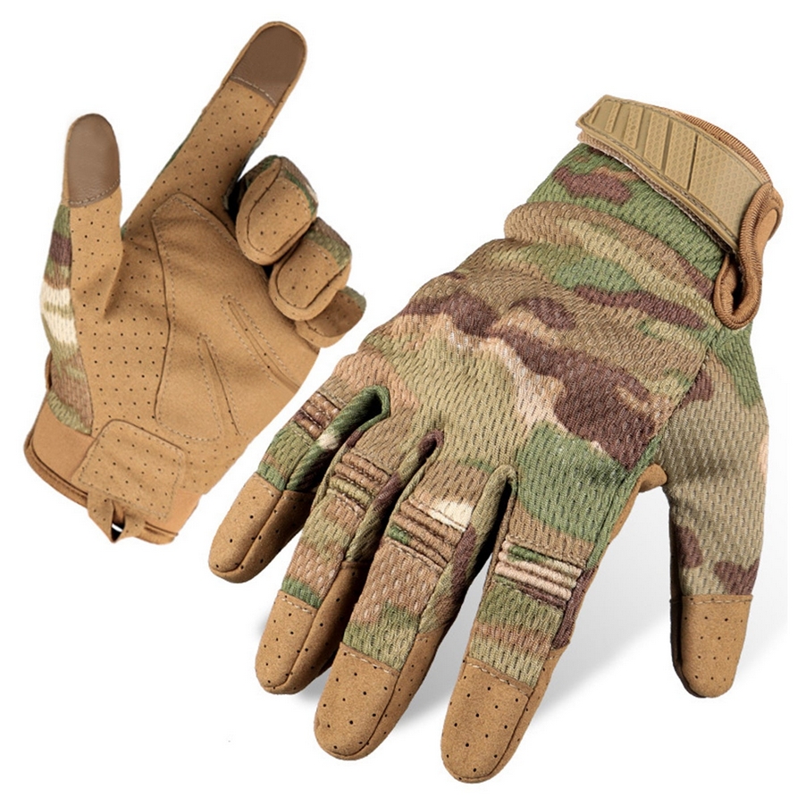 FOXTER® Rękawice ochronne taktyczne militarne wojskowe dotykowe strzeleckie rękawiczki survival camo l