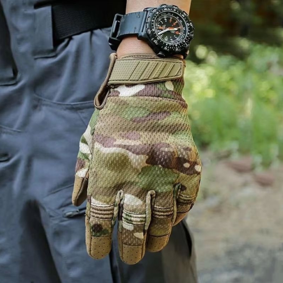 FOXTER® Rękawice ochronne taktyczne militarne wojskowe dotykowe strzeleckie rękawiczki survival camo l - obrazek 3