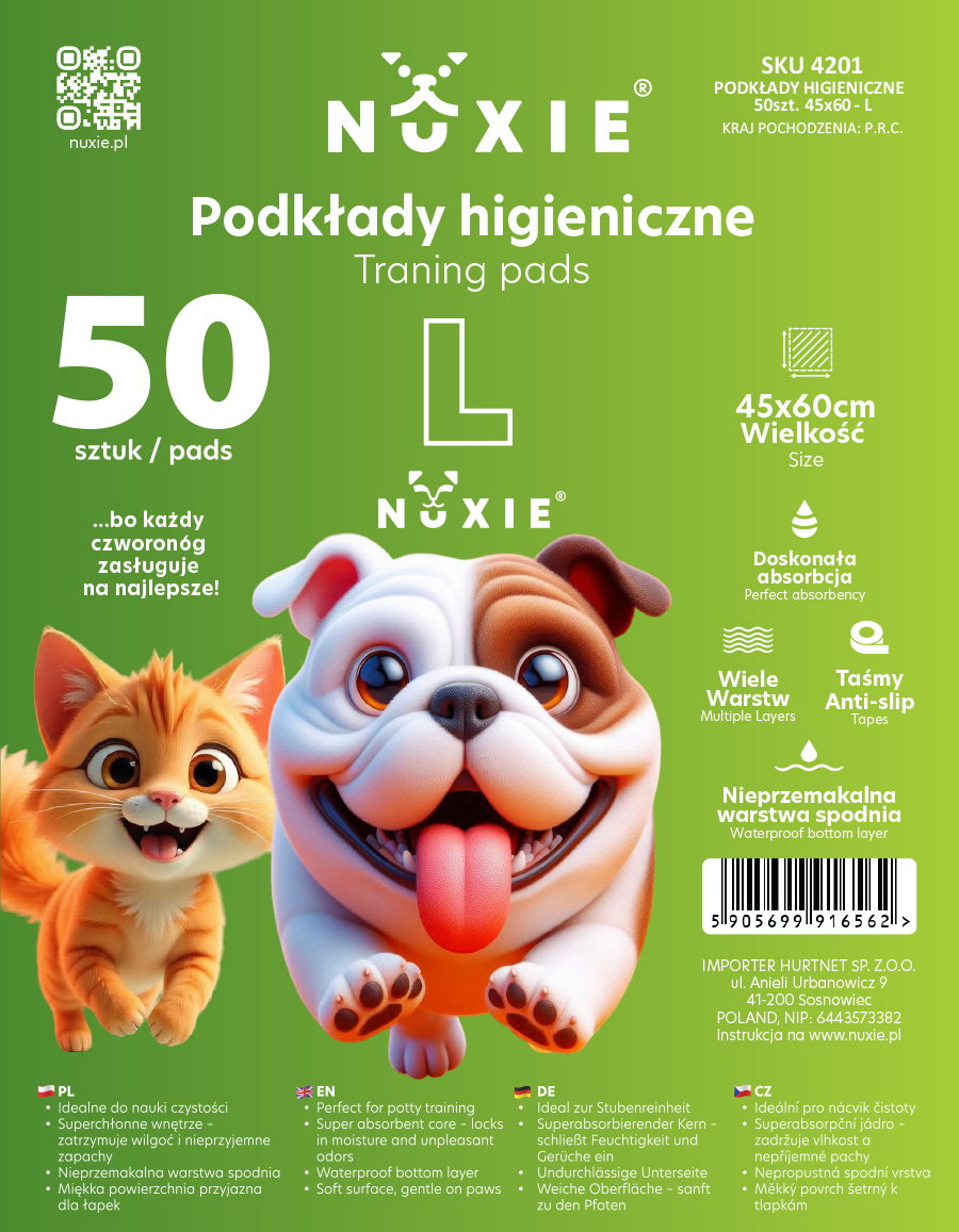 NUXIE® Mata dla psa podkłady higieniczne zielone l 50szt 45x60cm - obrazek 7