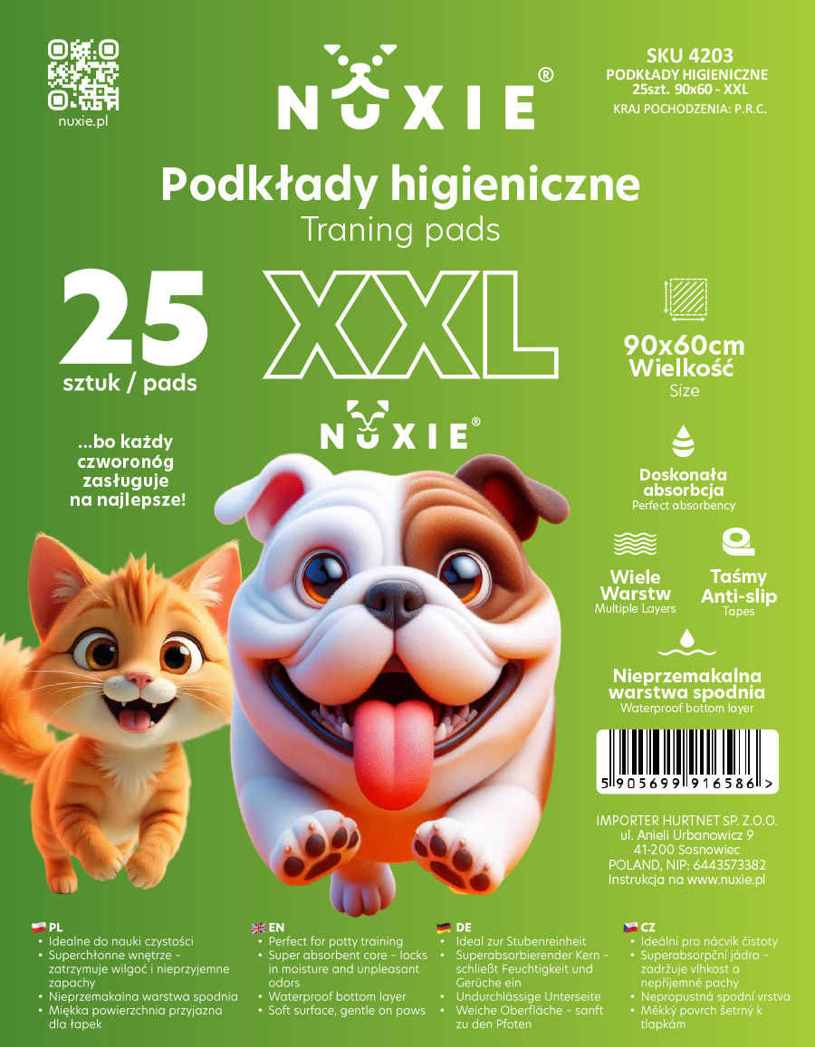 NUXIE® Mata dla psa podkłady higieniczne zielone xxl 25szt 60x90cm - obrazek 7