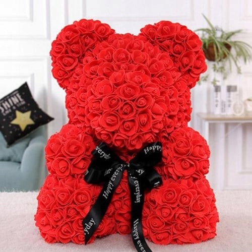 AMORE MIO Miś z róż kwiatów rose teddy 40cm
