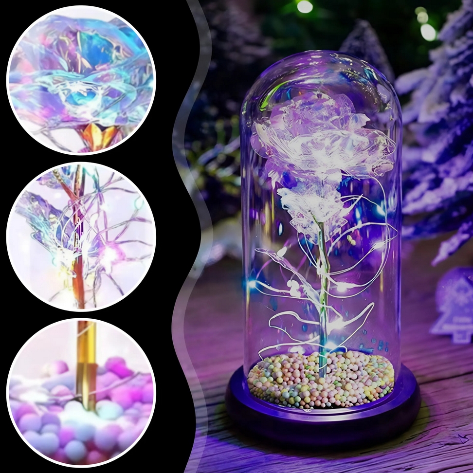 AMORE MIO Wieczna róża ozdoba świecąca led prezent 22cm - obrazek 7