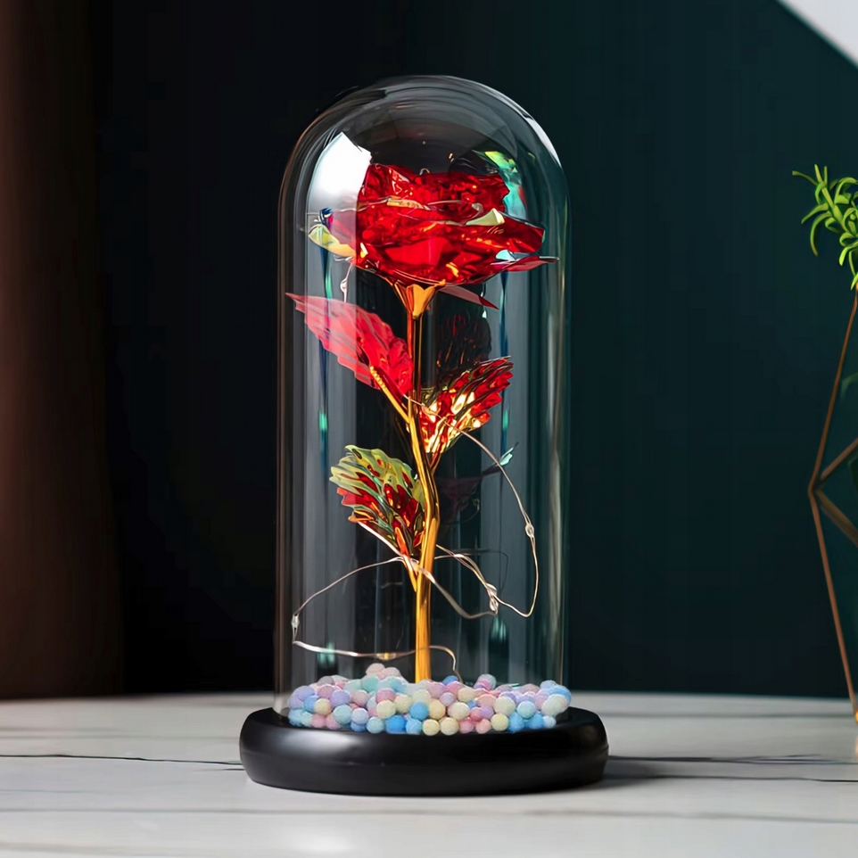 AMORE MIO Wieczna róża ozdoba świecąca led prezent 22cm - obrazek 4