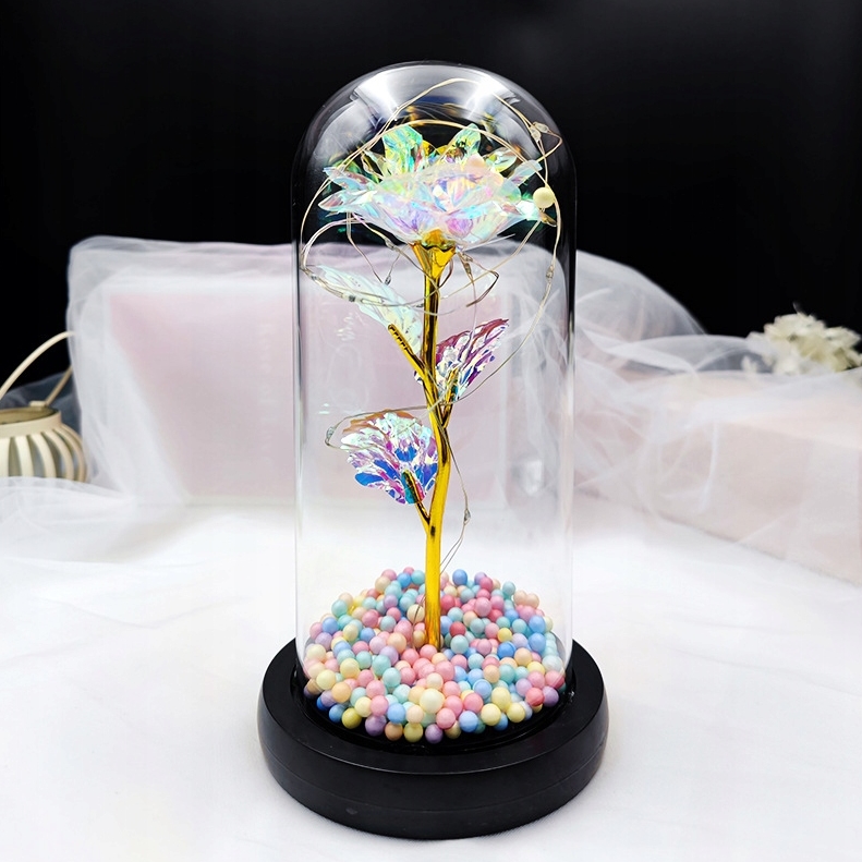 AMORE MIO Wieczna róża ozdoba świecąca led prezent 22cm - obrazek 3