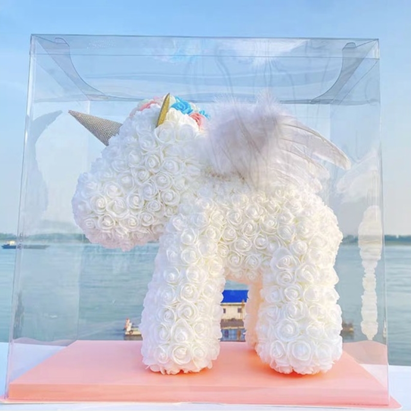 AMORE MIO Świecący jednorożec z róż led usb ozdoba prezent + box 25cm - obrazek 6