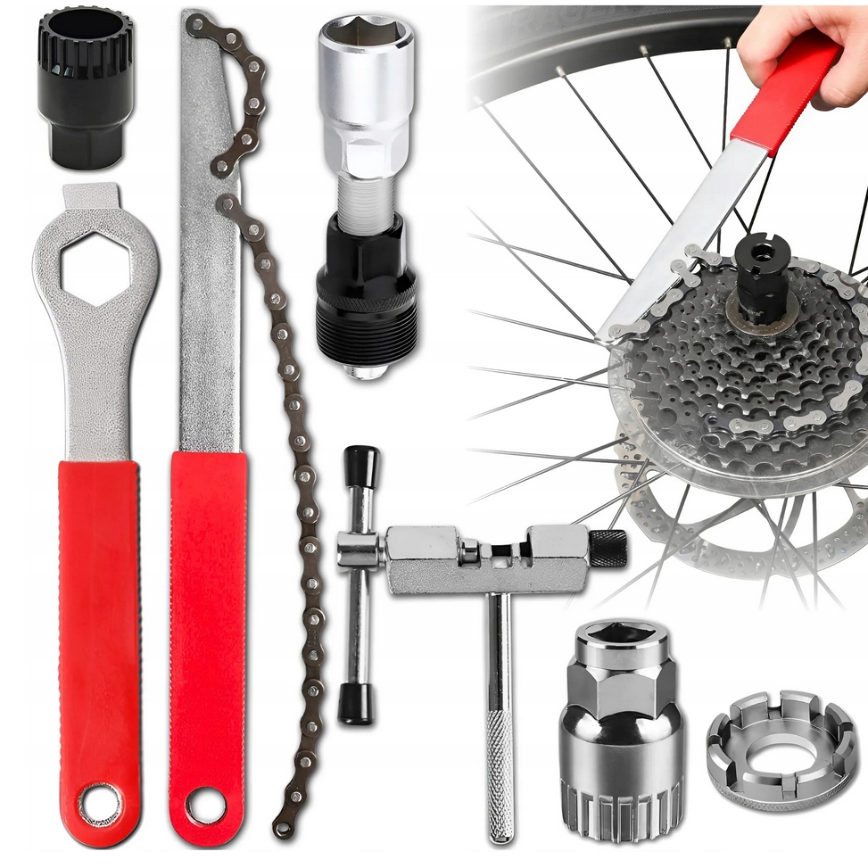 HÖGLER Zestaw narzędzi rowerowych klucze korby do roweru skuwacz klucz bacik 7 elementów - obrazek 2