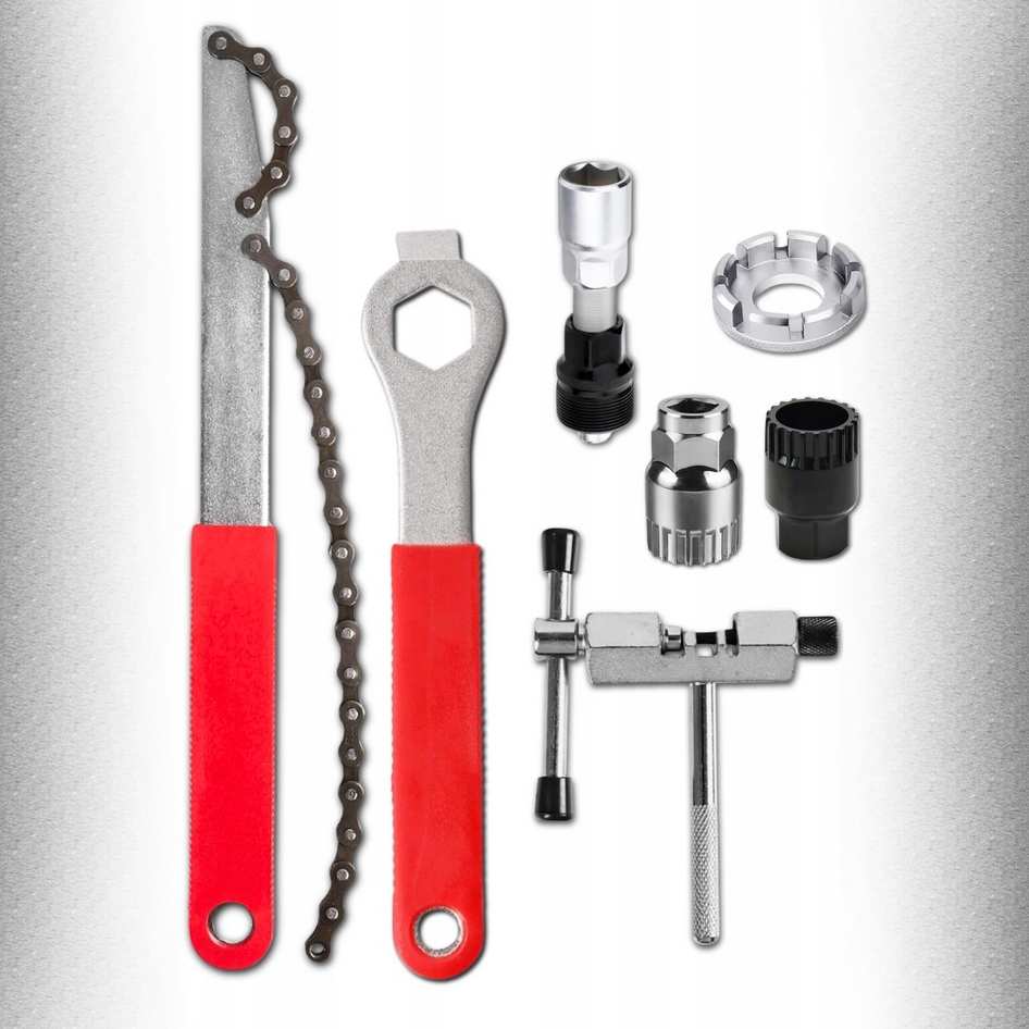 HÖGLER Zestaw narzędzi rowerowych klucze korby do roweru skuwacz klucz bacik 7 elementów - obrazek 3