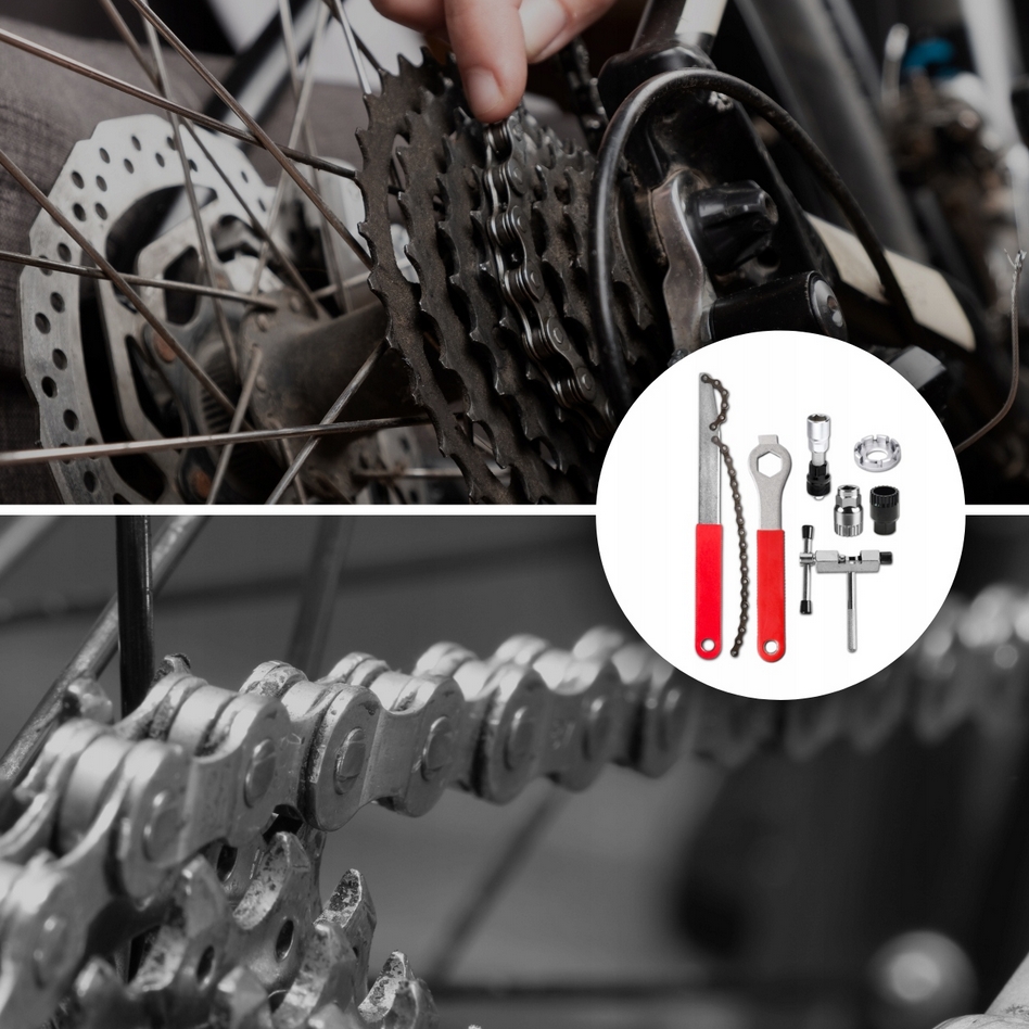 HÖGLER Zestaw narzędzi rowerowych klucze korby do roweru skuwacz klucz bacik 7 elementów - obrazek 5