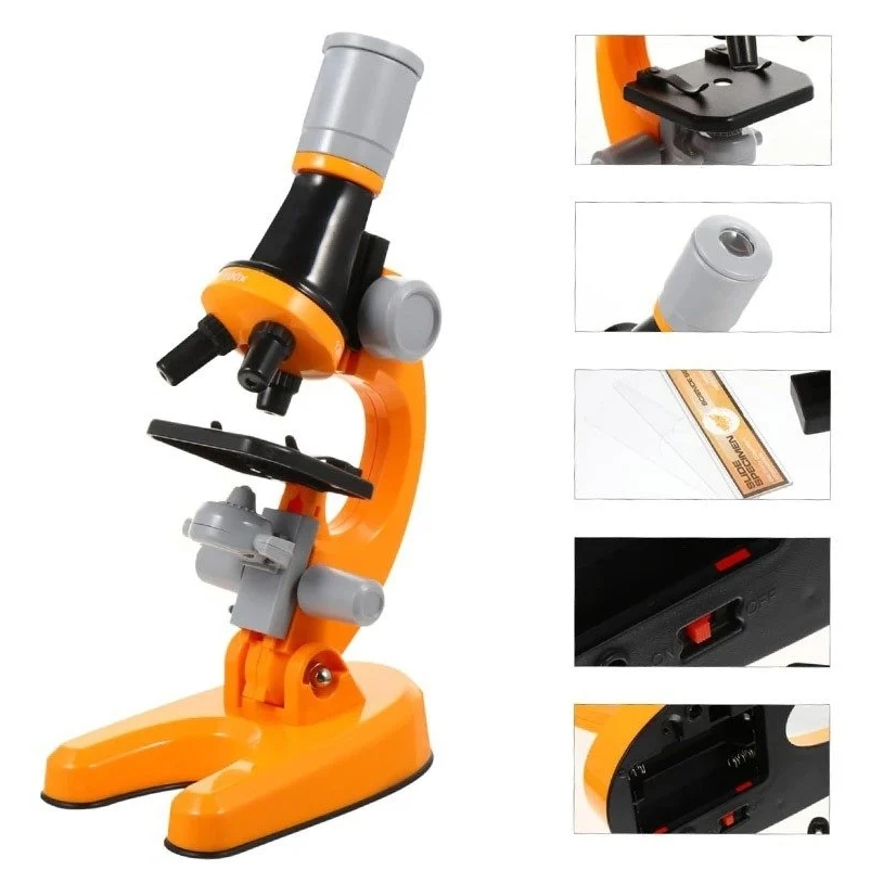 PLAYJOY Mikroskop naukowy optyczny laboratoryjny edukacyjny 3 obiektywy zoom 100x-1200x zestaw - obrazek 2
