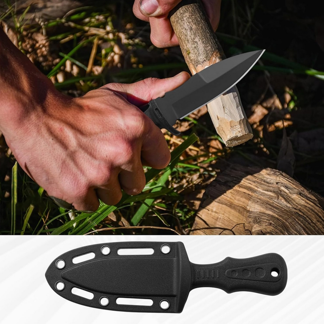MOUNTAIN GHOST® Nóż taktyczny survivalowy wojskowy rzutka do rzucania sztylet kabura neck knife na szyję 12cm - obrazek 5