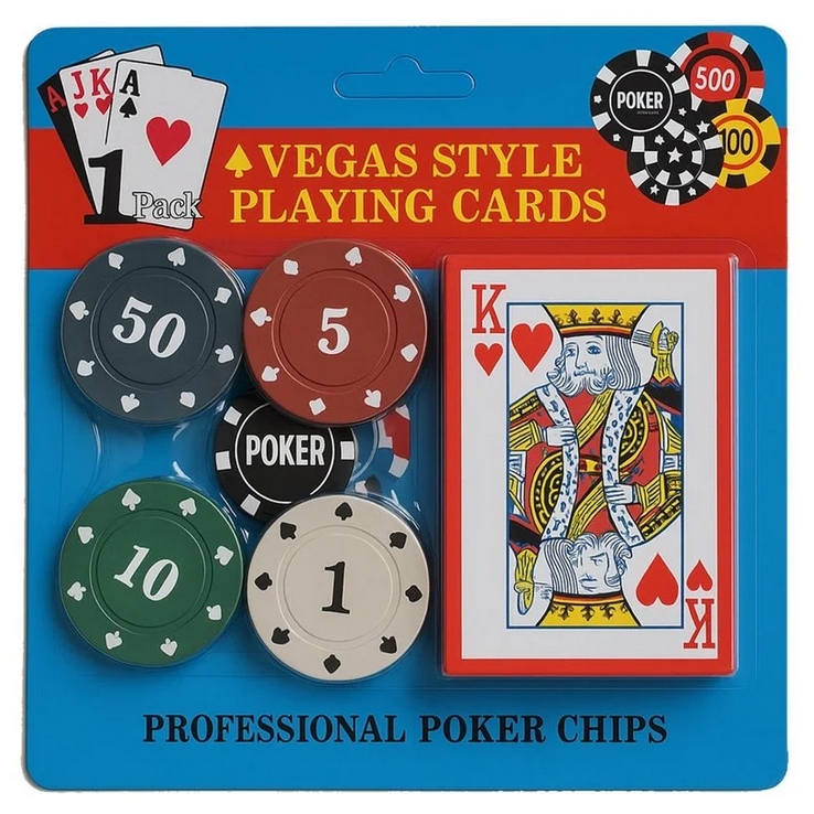 PLAYJOY Zestaw do pokera poker talia kart karty do gry z żetonami żetony 24szt - obrazek 2