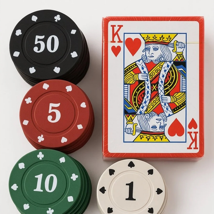 PLAYJOY Zestaw do pokera poker talia kart karty do gry z żetonami żetony 24szt - obrazek 3