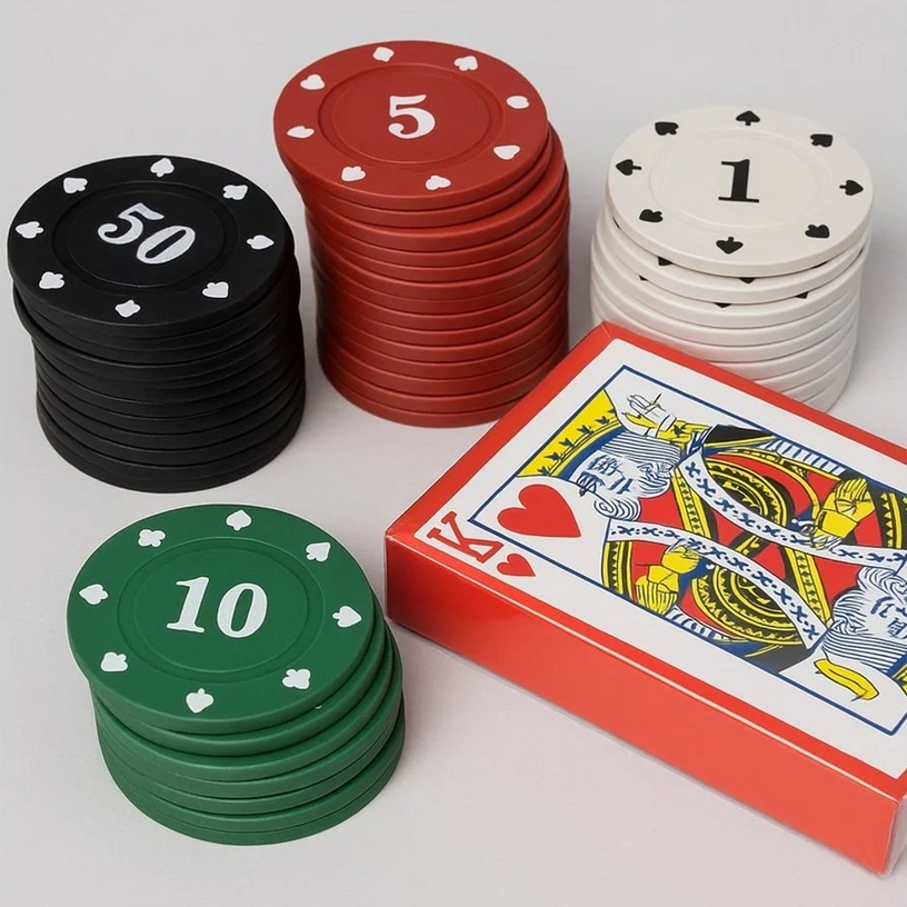 PLAYJOY Zestaw do pokera poker talia kart karty do gry z żetonami żetony 24szt - obrazek 4