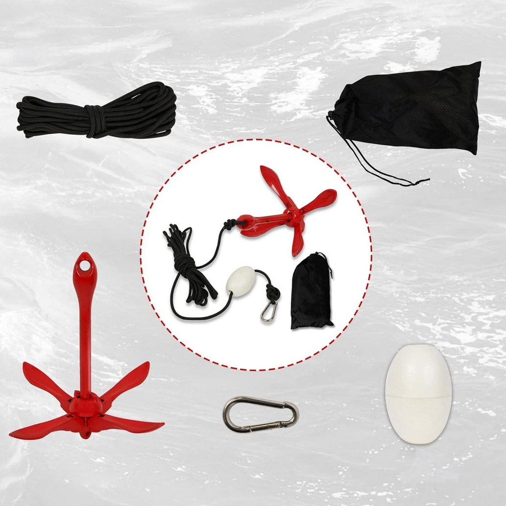 HÖGLER Kotwica składana powlekana do łodzi pontonu jachtu motorówki skutera wodnego zestaw lina 12m 1,5kg - obrazek 3