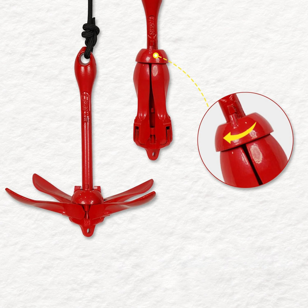 HÖGLER Kotwica składana powlekana do łodzi pontonu jachtu motorówki skutera wodnego zestaw lina 12m 1,5kg - obrazek 5