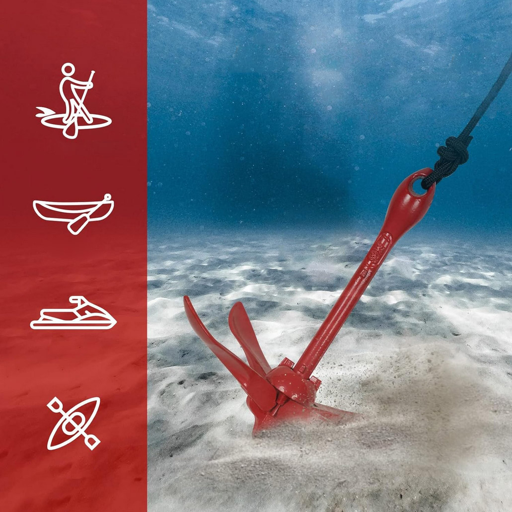 HÖGLER Kotwica składana powlekana do łodzi pontonu jachtu motorówki skutera wodnego zestaw lina 12m 1,5kg - obrazek 6