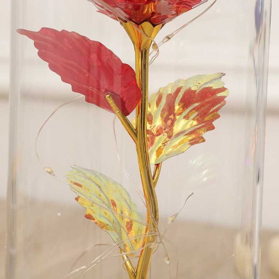 AMORE MIO Wieczna róża ozdoba świecąca led prezent drewniana podstawa - obrazek 4