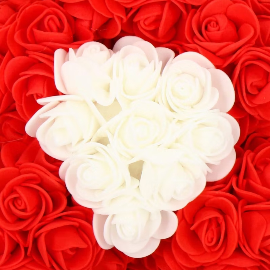 AMORE MIO Miś z róż kwiatów z sercem led serce ozdoba prezent walentynki rose teddy + box 25cm - obrazek 10