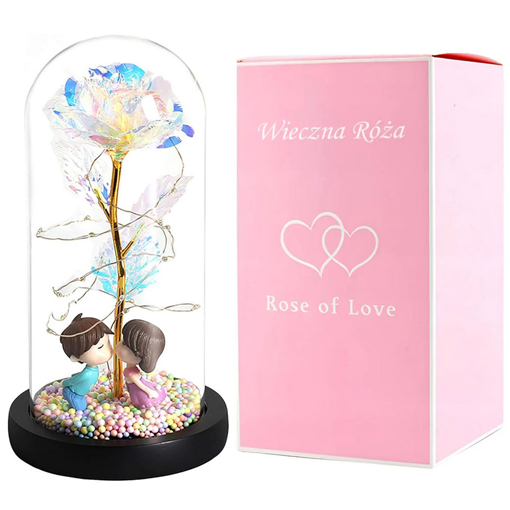 AMORE MIO Wieczna róża ozdoba świecąca led prezent dekoracja walentynki postacie