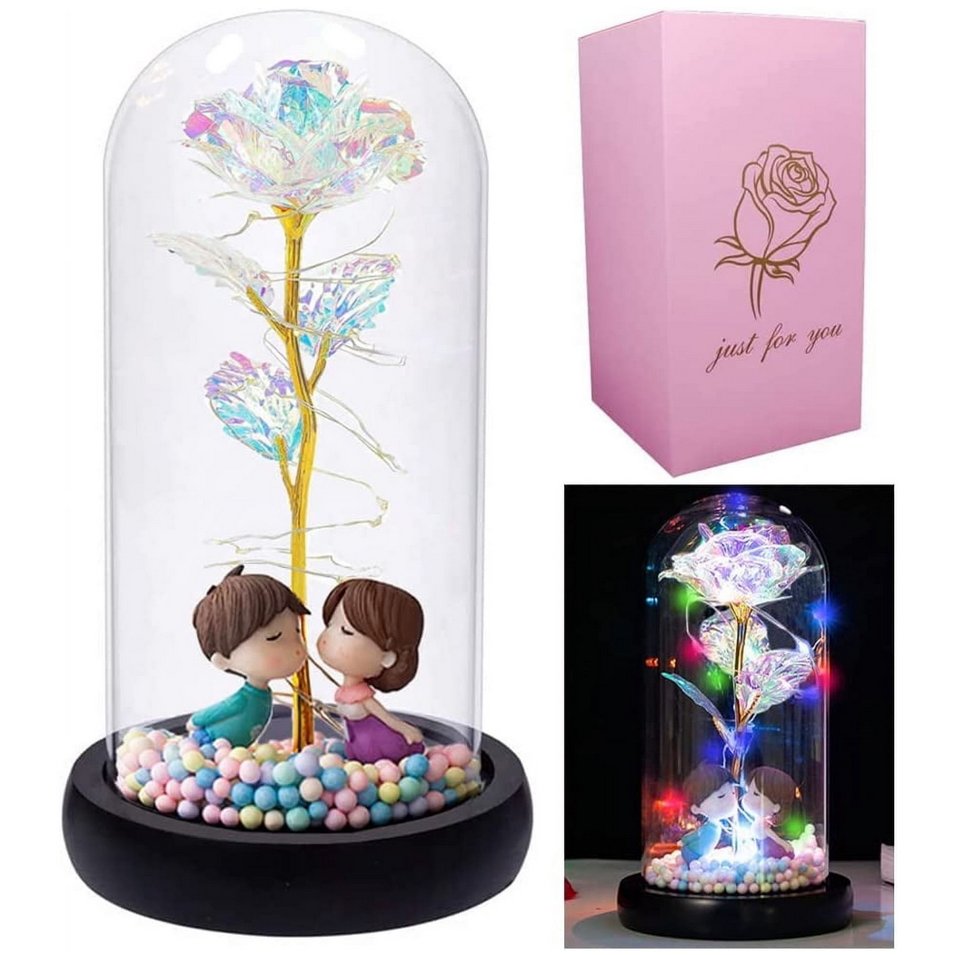 AMORE MIO Wieczna róża ozdoba świecąca led prezent dekoracja walentynki postacie - obrazek 3