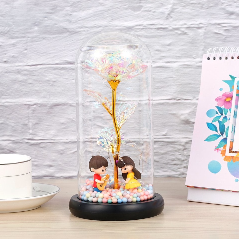 AMORE MIO Wieczna róża ozdoba świecąca led prezent dekoracja walentynki postacie - obrazek 4