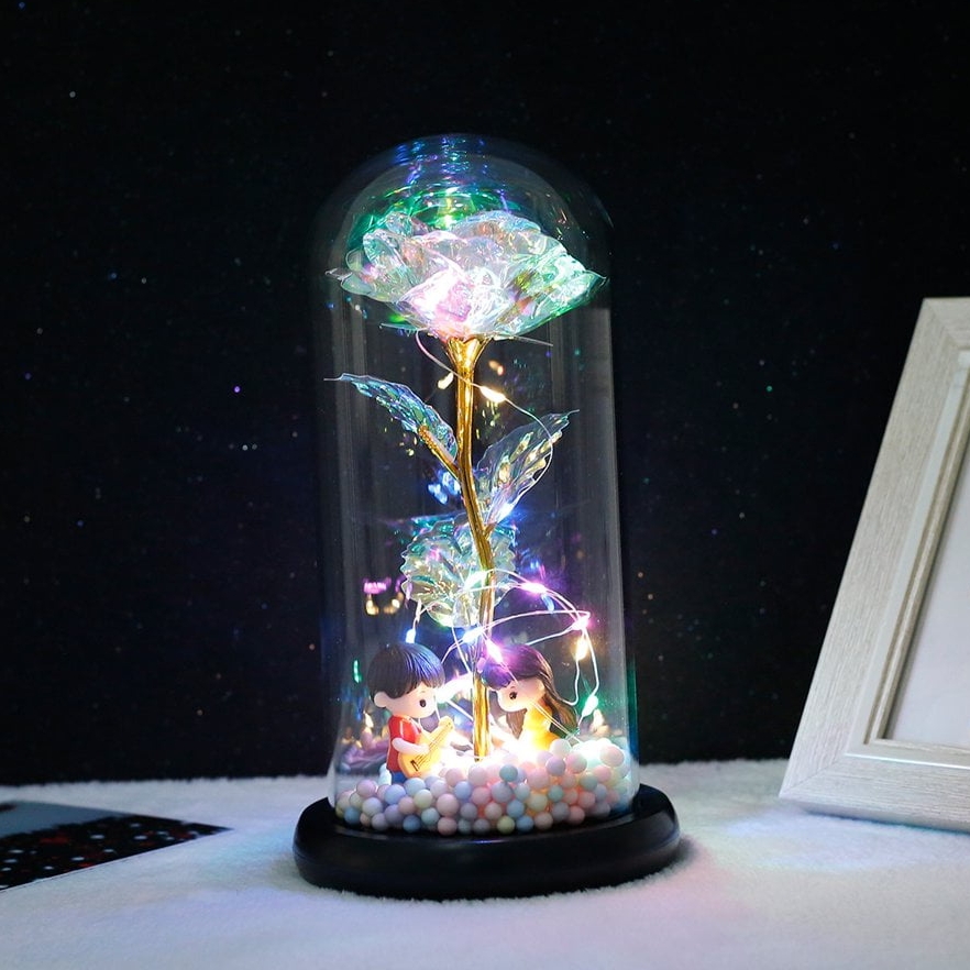 AMORE MIO Wieczna róża ozdoba świecąca led prezent dekoracja walentynki postacie - obrazek 5