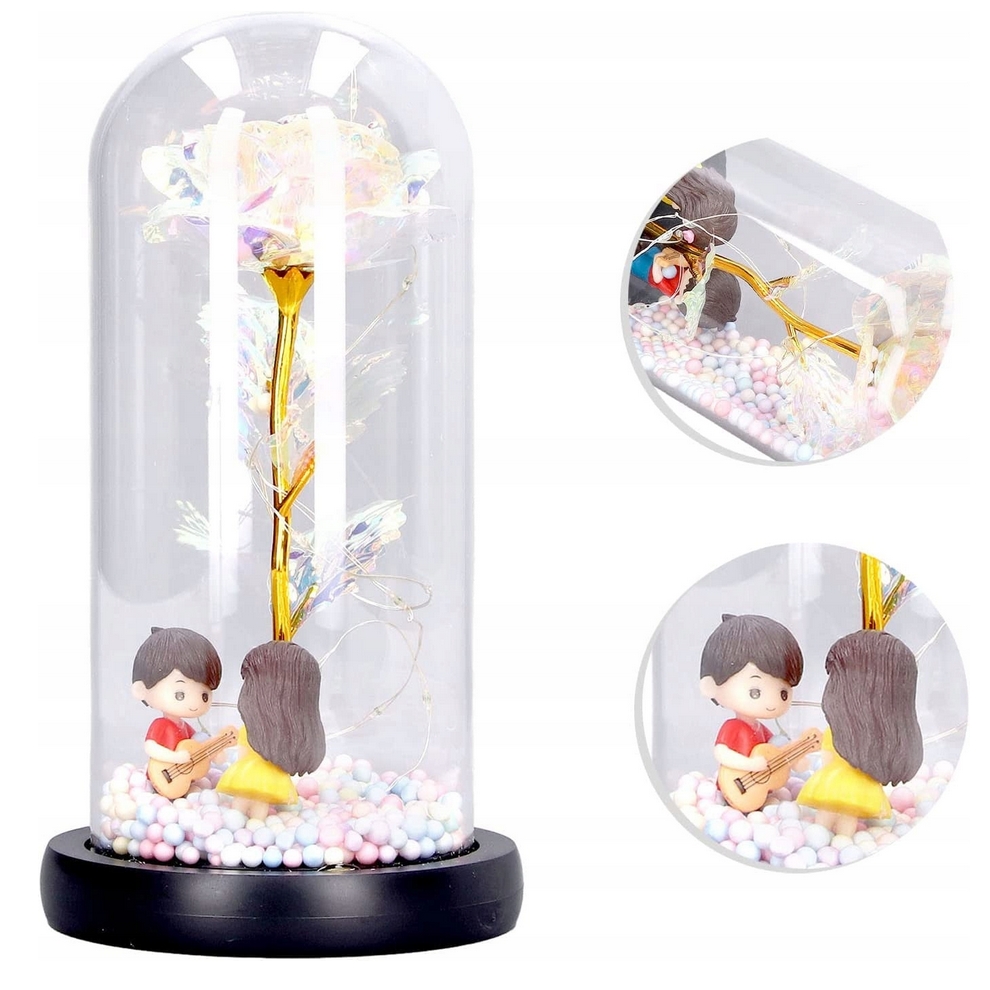 AMORE MIO Wieczna róża ozdoba świecąca led prezent dekoracja walentynki postacie - obrazek 6