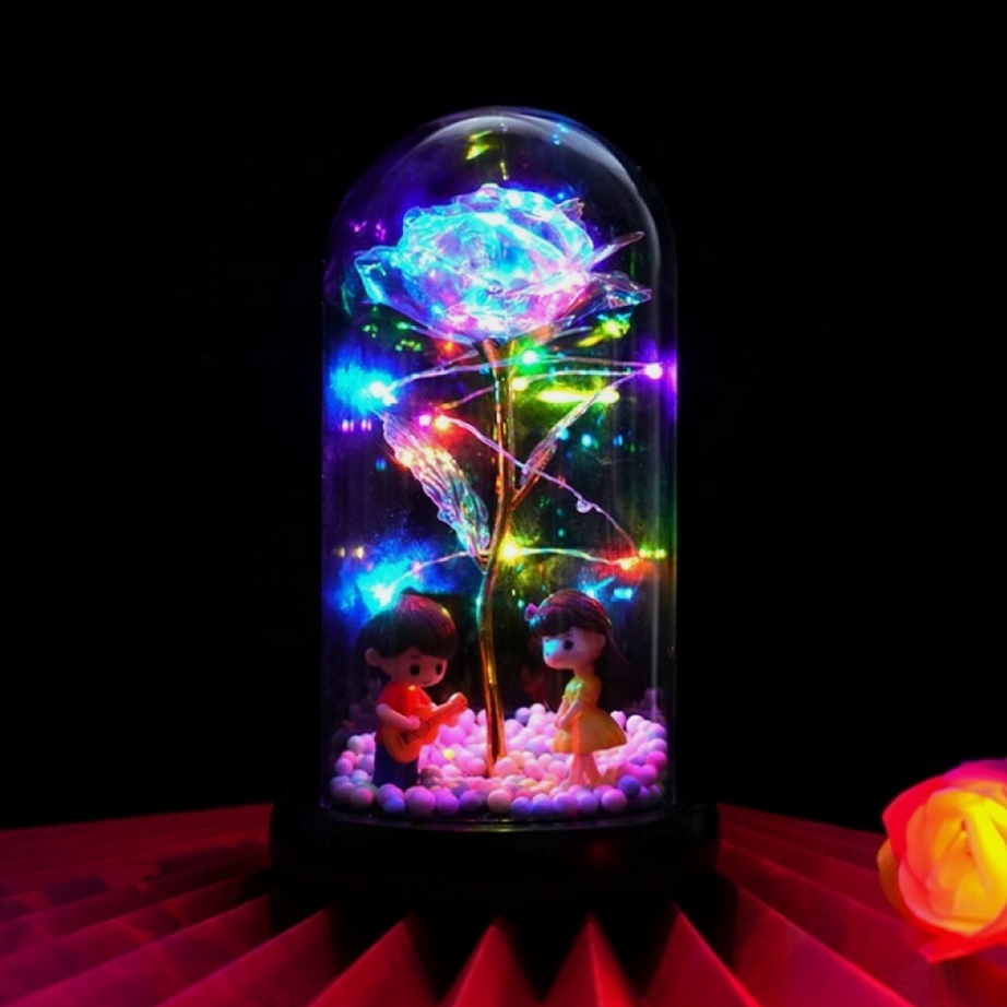 AMORE MIO Wieczna róża ozdoba świecąca led prezent dekoracja walentynki postacie - obrazek 11