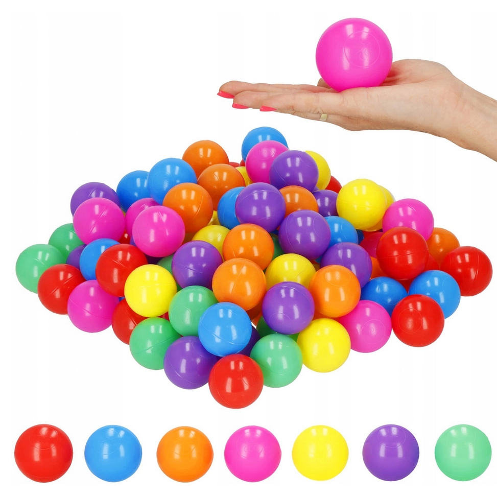 PLAYJOY Piłki piłeczki kulki mix kolorowe do suchego basenu kojca namiotu zestaw 100szt