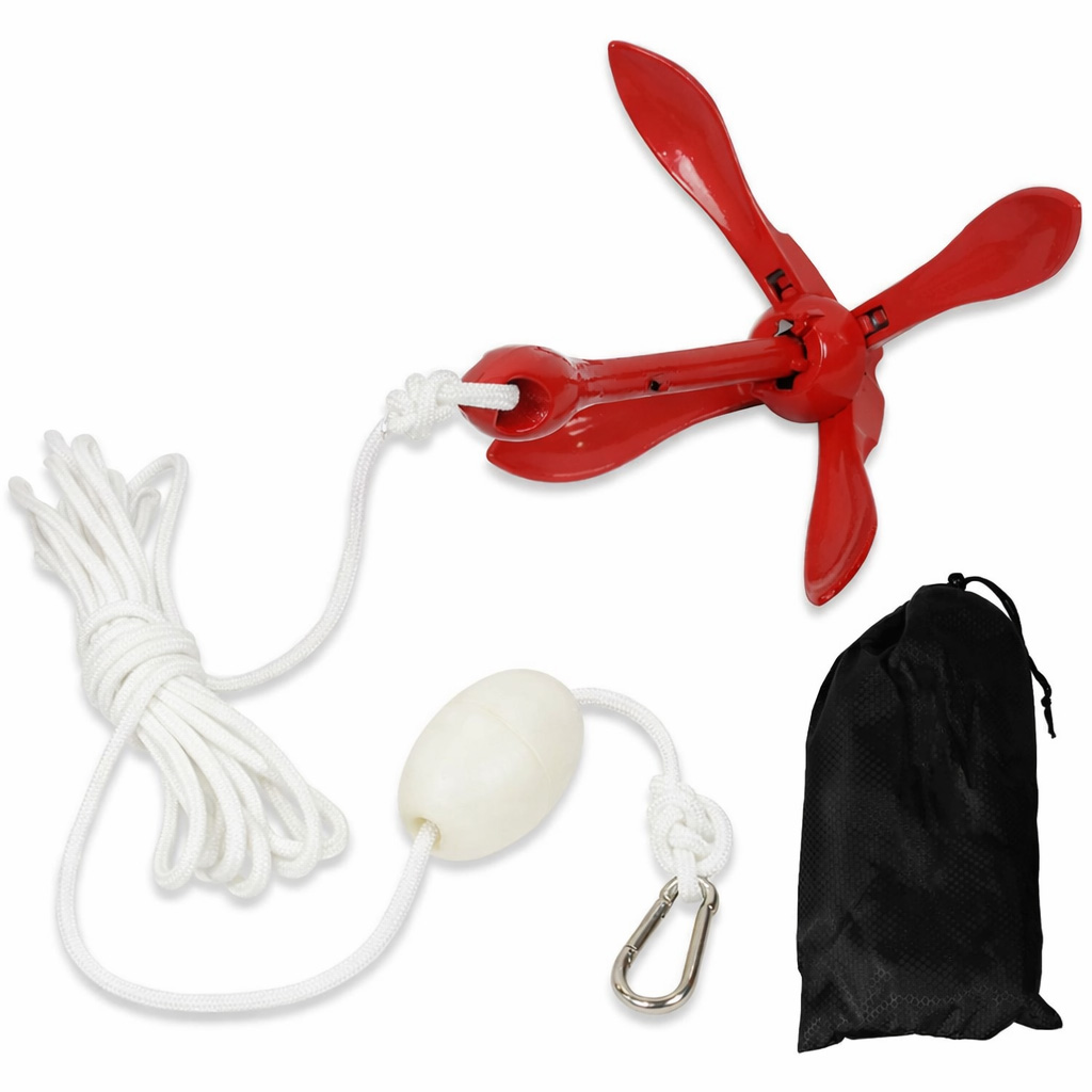 HÖGLER Kotwica składana powlekana do łodzi pontonu jachtu motorówki skutera wodnego zestaw lina 12m 1,5kg