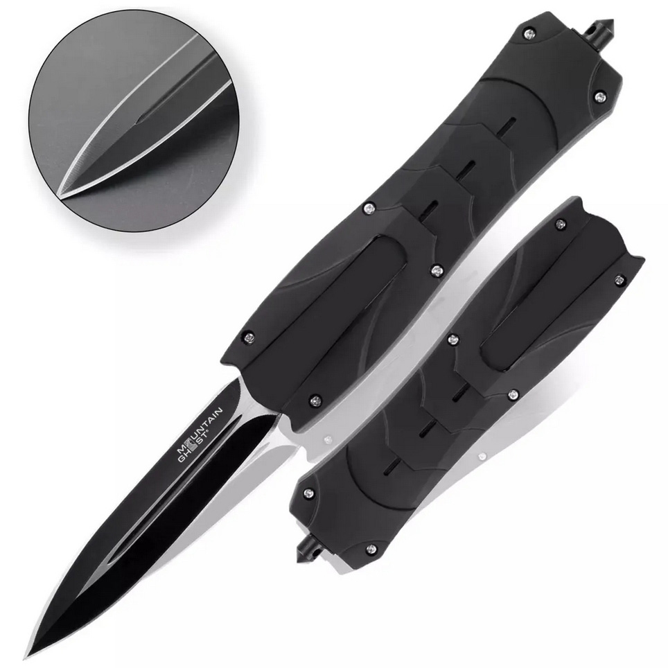 MOUNTAIN GHOST® Nóż automatyczny sprężynowy otf wysuwany od frontu chowane ostrze 24cm