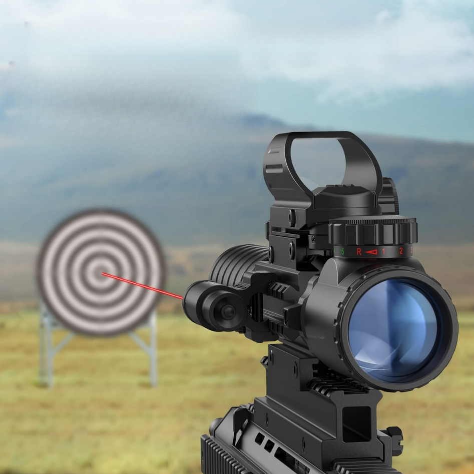 MOUNTAIN GHOST® Luneta celownicza 3-9x32 celownik kolimator red dot czerwony zielony laser laserowy 3w1 - obrazek 7