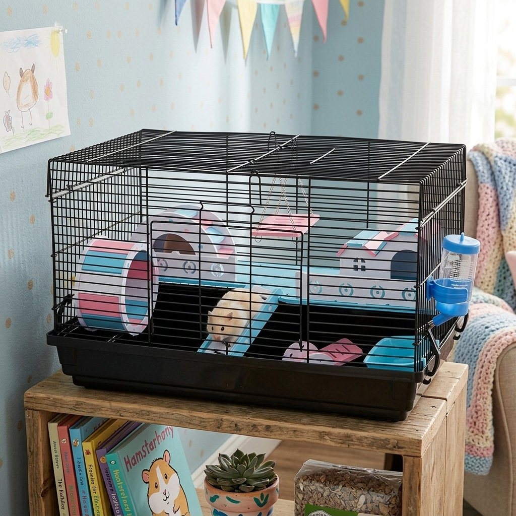NUXIE® Klatka dla chomika na myszy małych zwierząt przezroczysta domek 47cm - obrazek 3