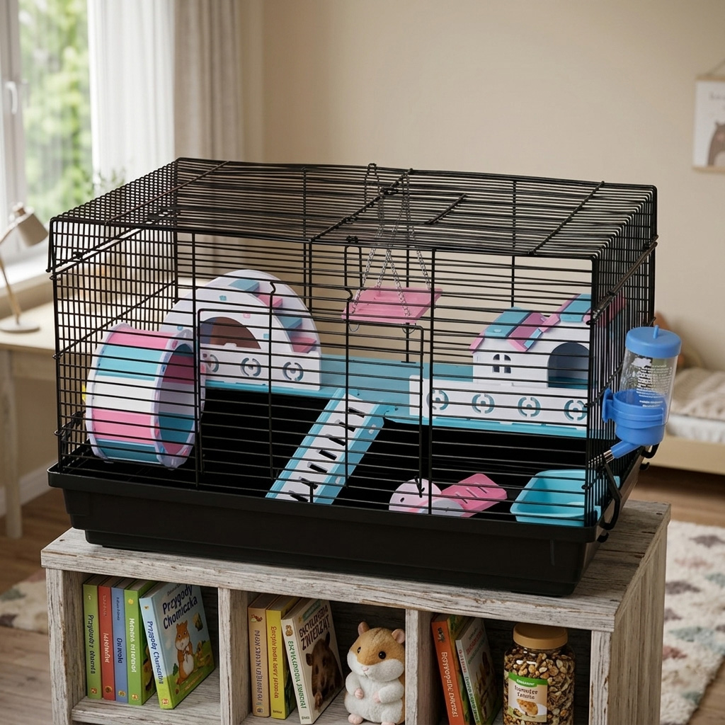 NUXIE® Klatka dla chomika na myszy małych zwierząt przezroczysta domek 47cm - obrazek 4