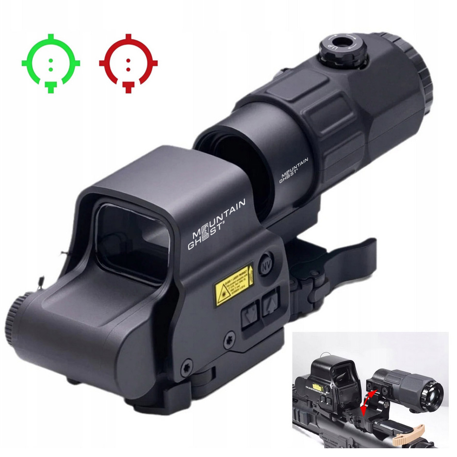MOUNTAIN GHOST® Luneta celownicza 3x + celownik holograficzny red green dot zestaw optyczny celowniczy