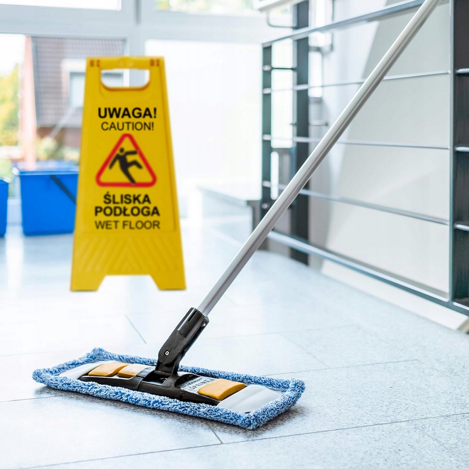 HÖGLER Tablica ostrzegawcza dwustronna żółta potykacz uwaga śliska podłoga - obrazek 3