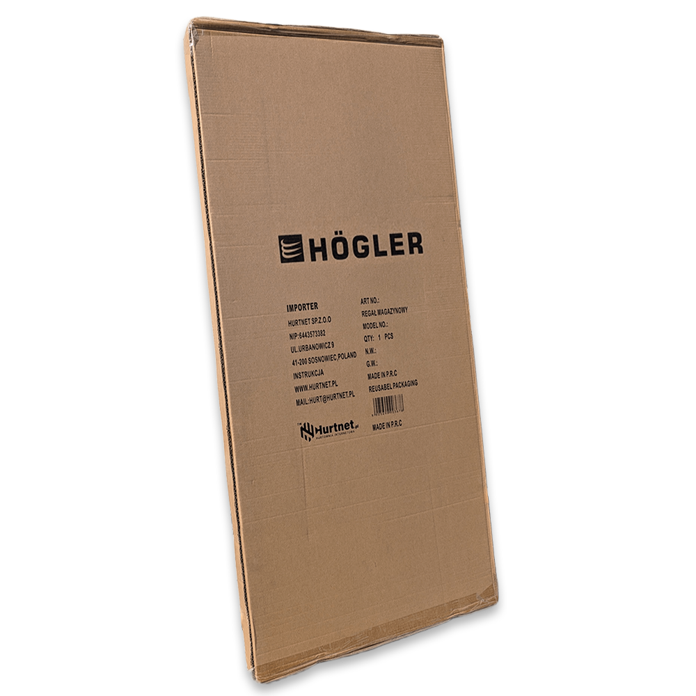 HÖGLER Regał metalowy magazynowy garażowy srebrny 5 półek 1000kg 205x120x40 - obrazek 2