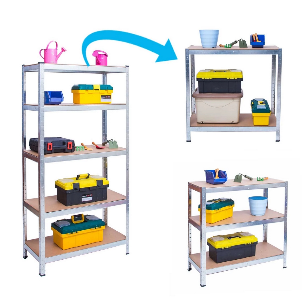 Regał metalowy magazynowy garażowy srebrny 5 półek 750kg 180x90x40 - obrazek 4