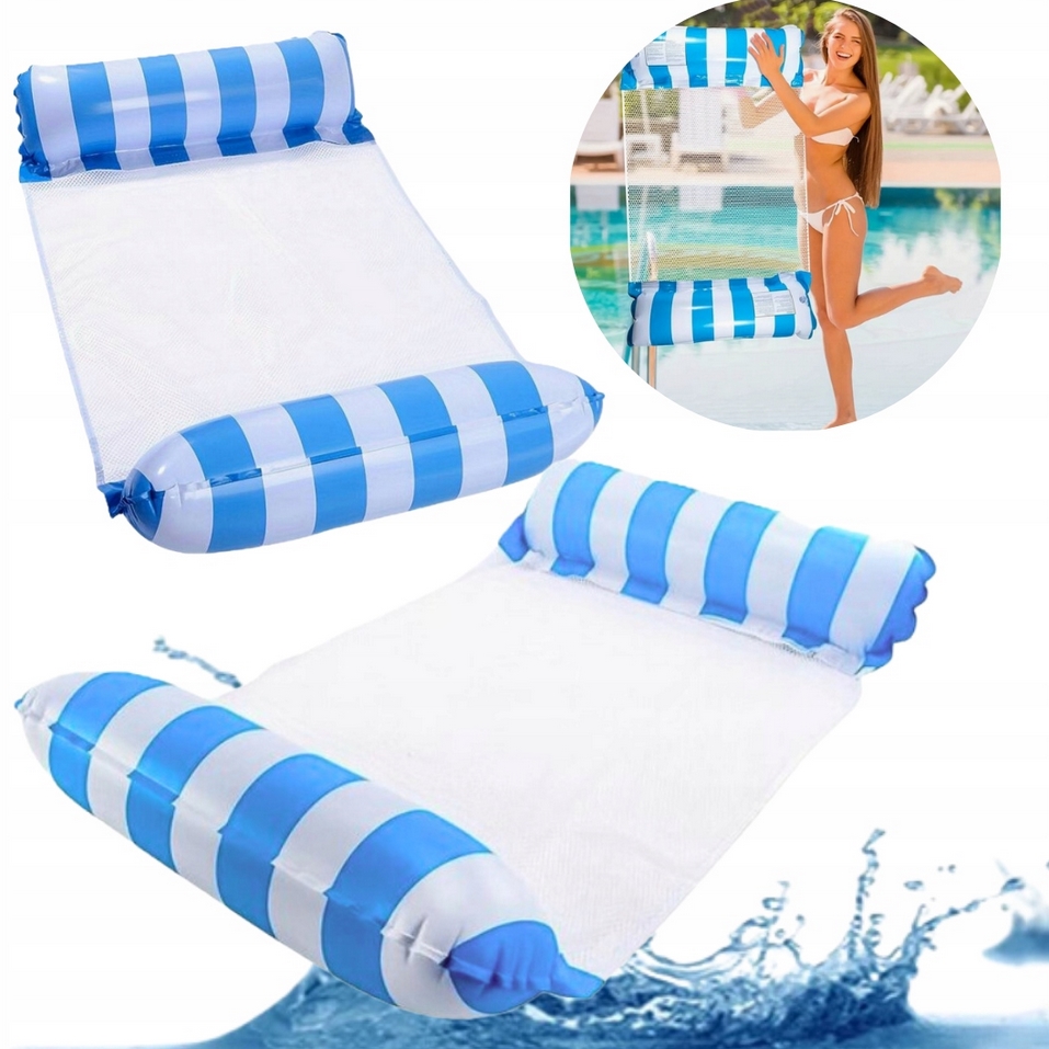 PLAYJOY Hamak wodny materac do pływania dmuchany do basenu fotel leżak plażowy 115x66cm