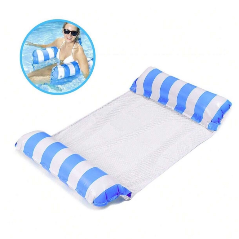 PLAYJOY Hamak wodny materac do pływania dmuchany do basenu fotel leżak plażowy 115x66cm - obrazek 3