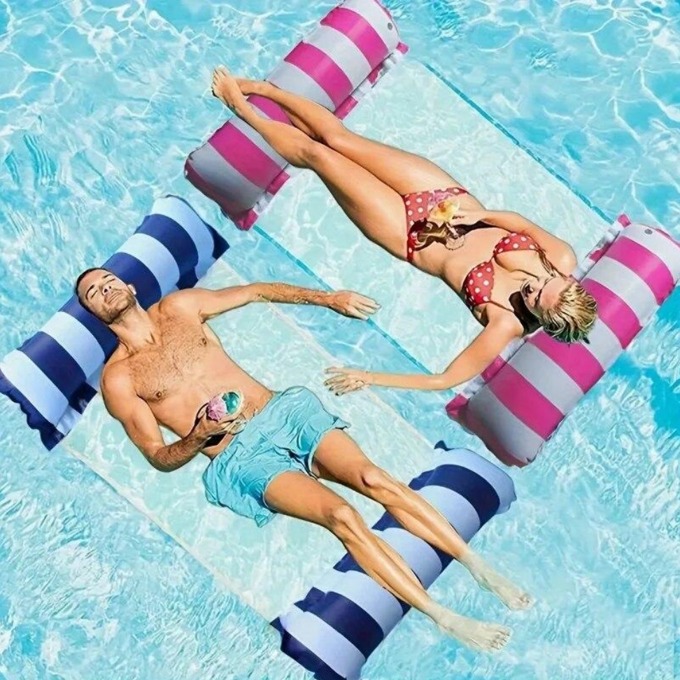 PLAYJOY Hamak wodny materac do pływania dmuchany do basenu fotel leżak plażowy 115x66cm - obrazek 4