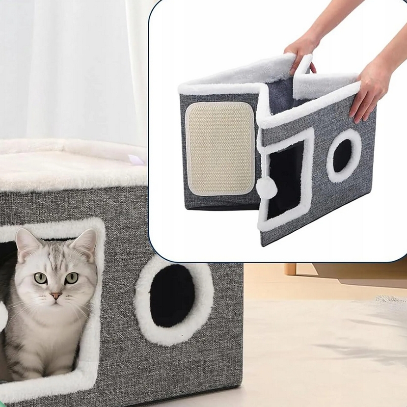 NUXIE PREMIUM® Drapak dla kota zabawka legowisko domek składany - obrazek 3