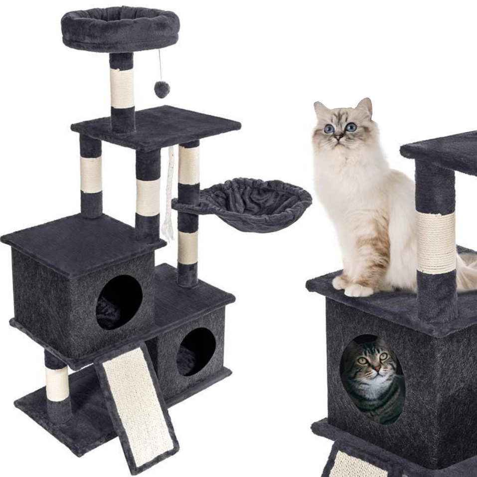 NUXIE PREMIUM® Drapak duży dla kota wieża drzewko legowisko domek z zabawkami 5 poziomów 110cm xl