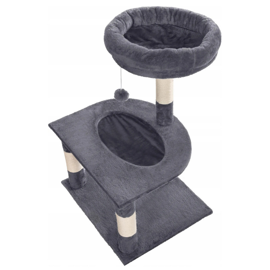 NUXIE PREMIUM® Drapak duży dla kota wieża drzewko legowisko domek z zabawkami 3 poziomy 70cm - obrazek 3