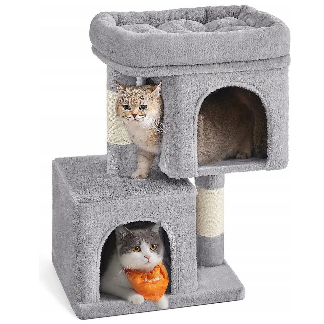 NUXIE PREMIUM® Drapak dla kota wieża drzewko legowisko domek z zabawkami 3 poziomy 67cm