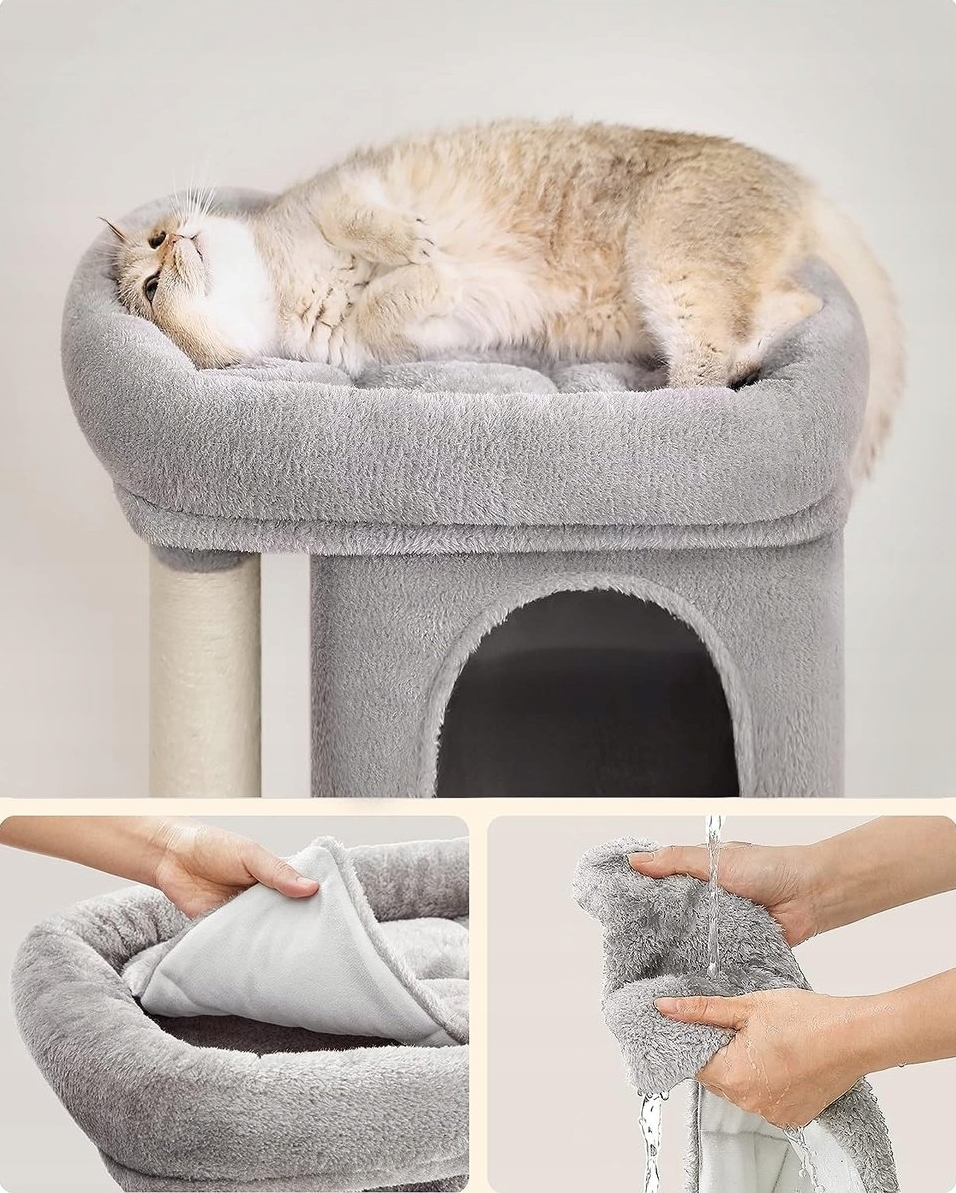 NUXIE PREMIUM® Drapak dla kota wieża drzewko legowisko domek z zabawkami 3 poziomy 67cm - obrazek 3